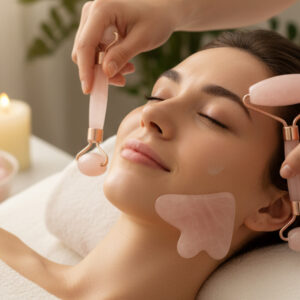 Massaggio viso anti-age con quarzo rosa di 25 minuti
